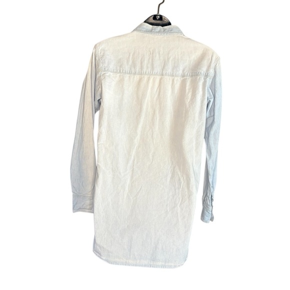 Madewell Blue Light Wash Coastal Grunge Chambray Denim Button Down Shirt Size XS - Picture 9 of 10